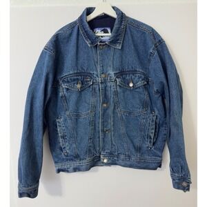 Vintage Todays News Mens Denim Trucker Jacket Large Lined Blue 90s RN 42000